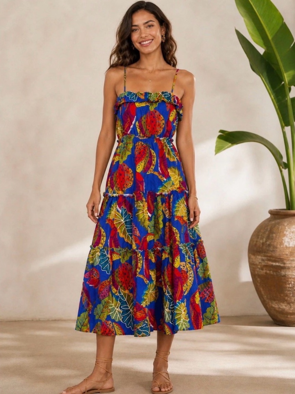 Farm Rio Tropical Banana Print Dress With Pockets Size XL